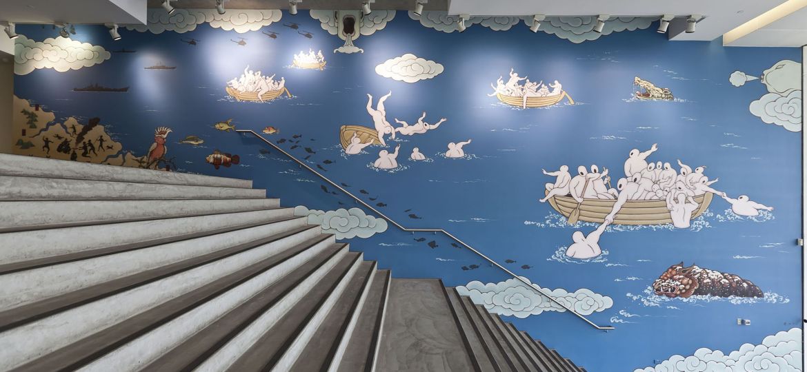 1. 关伟, 澳大利亚之旅, 2013, 合成聚合物涂料壁画, 澳大利亚当代艺术博物馆 (MCA) (Demo)
