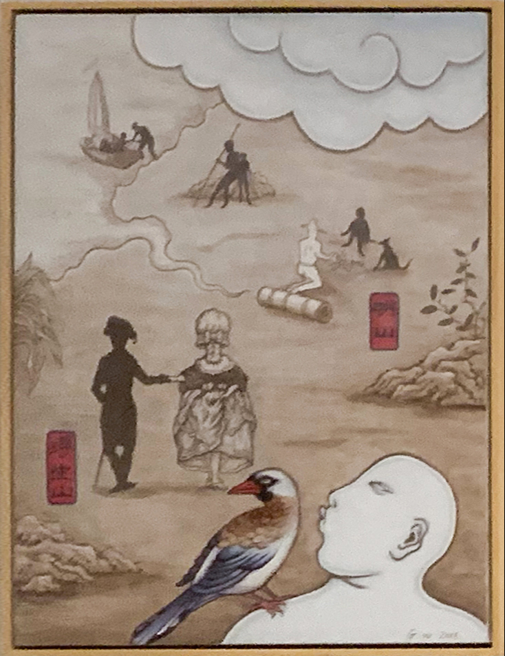 11. Guan Wei, Birds, Map, Shadow No.1 (鸟、地图与影 之一), 2016, Acrylic on canvas, 83 x 65 cm (Demo)