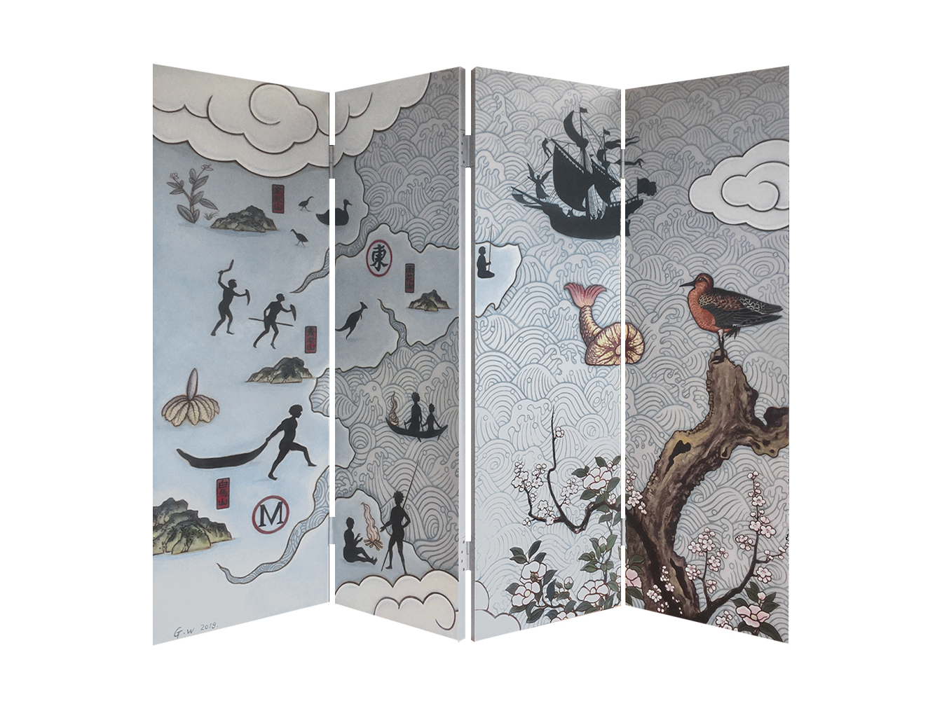 4. Guan Wei, Folding Screen Private Collection No.2 (私人收藏屏风), Acrylic on board, 174 x 240 x 3.5 cm (Demo)